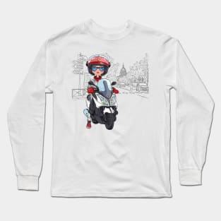 Girl on a scooter in Paris Long Sleeve T-Shirt